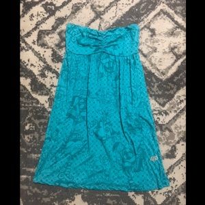 FOX racing teal bandeau dress strapless tattoo